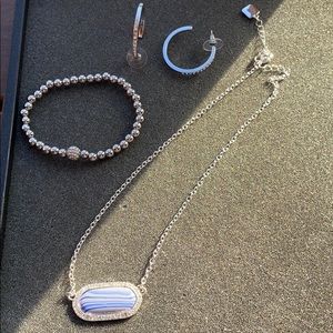 Silver jewelry set with stone accents
